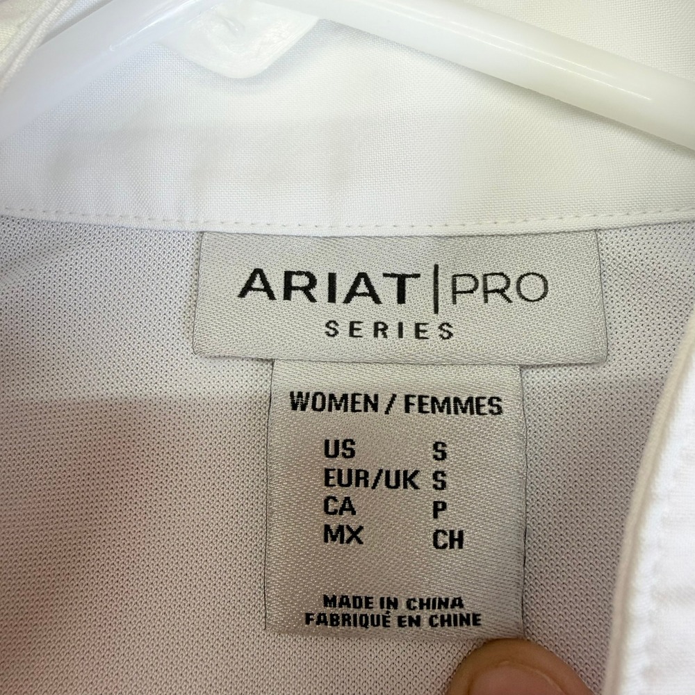 Ariat Pro Series Show Shirt Women Small White Short Sleeve Equestrian Snap Front - Picture 3 of 11